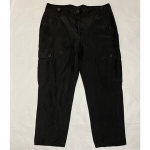 Tory Burch Dark Grey Silk Cropped Cargo Pants Size 12